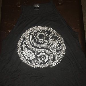 Black and white summer halter neck tank top